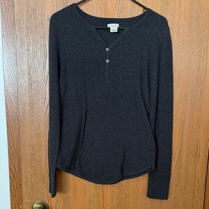 Tasha Polizzi Black Long-Sleeve Henley Waffle Knit Top